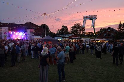 Der Himmel in der Abenddämmerung sorgte für einen rosaroten Festivalmoment. (Foto: Christian Lück)