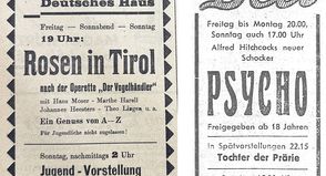 Mit einer Annonce wurde 1941 das Kinoprogramm in der Preetzer Zeitung beworben (l.) und im März 1961 lief ein heutiger Klassiker im Deli-Kino: Alfred Hitchcocks „Psycho“.