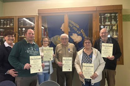 Martina Buchholz, Reimo Voß, Ruth Schöning, Wolfgang Schütt, Traudi und Ingo Hoffmann (v. lks.).