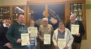 Martina Buchholz, Reimo Voß, Ruth Schöning, Wolfgang Schütt, Traudi und Ingo Hoffmann (v. lks.).