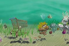 Die Ostseetrolle, Fantasiewesen aus dem Meer, erobern am die Bühne im Kurpark Kellenhusen bei der Kinderbuchlesung mit der Autorin Anna Schöbel.