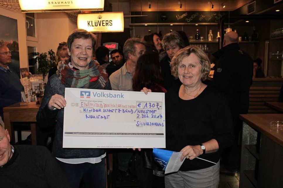 Ulrike Kohlmorgen und Mechtild Piechulla (re.) präsentierten den Scheck.