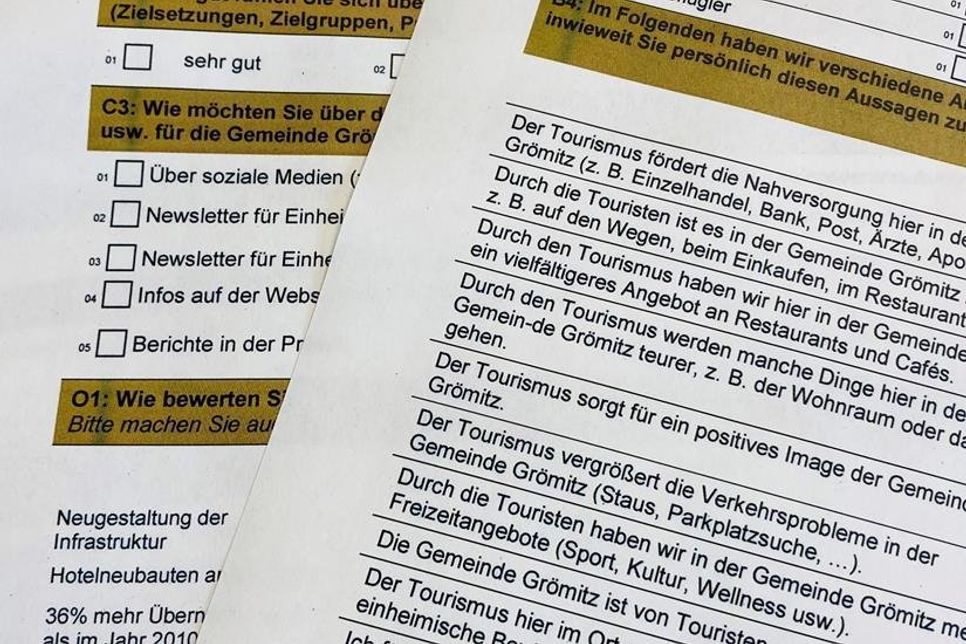 Blick auf den Fragebogen.
