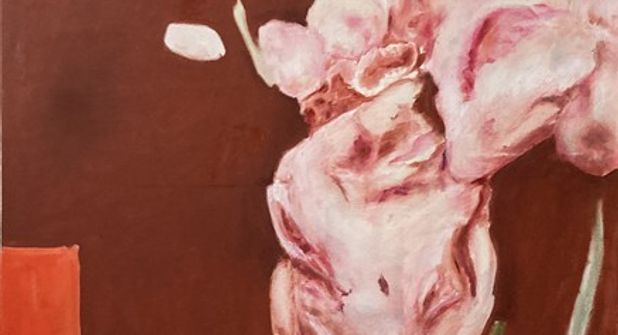 Maren Goldenbaum-Henkel, aus der Serie: Florale Auflösungen. Über die Vergänglichkeit schöner Erscheinungen. Öl auf Leinwand.