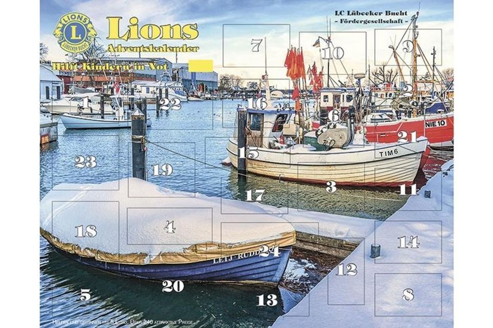 So sieht der Lions-Adventskalender 2019 aus: Der Niendorfer Hafen von Torsten Vollbrecht fotografiert.