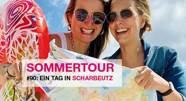 Die reporter-Redakteurinnen Gesche Muchow (lks.) und Kristina Kolbe sind mit ihrem Podcast „Ostsee-Perlen“ sechs Wochen lang auf großer Sommertour.