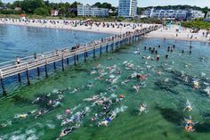 Start der zweiten Etappe des Seebrückenschwimmens in der Lübecker Bucht.