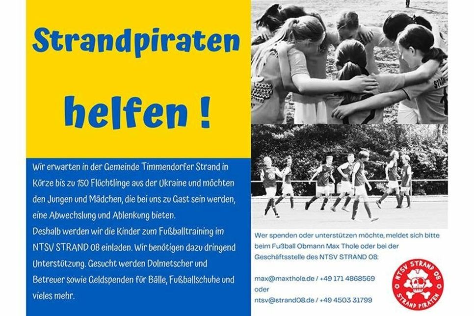 Die Strandpiraten helfen: Der NTSV Strand 08 bittet um Unterstützung.