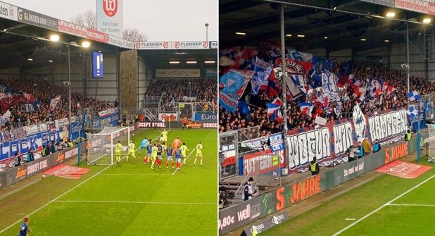 Obwohl sogar Keeper Krumrey mit vorne war, hatte die KSV-Fanszene keinen Grund zum Jubeln.