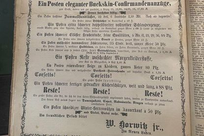 Alte Anzeige aus dem "Neustädter Wochenblatt".