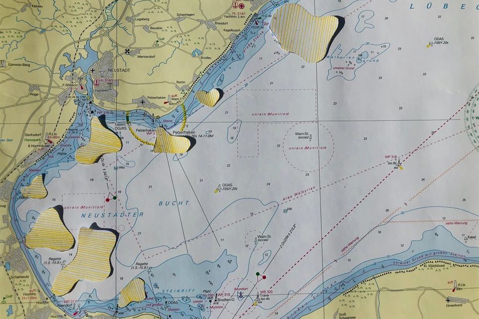 Die weiteren künstlichen Inseln in der Lübecker Bucht. Jeder Ort soll eine eigene Insel bekommen! (Skizze: „Anchorman & Söhne“)
