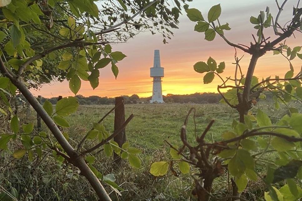 Perfekt in Szene gesetzt hat Sebastian Kloß den markanten Horchturm Pelzerhaken inmitten der Rettiner Wiesen.