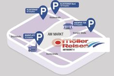 Möller Reisen liegt im Herzen von Neustadt, direkt am Marktplatz. Es gibt zahlreiche Parkmöglichkeiten in der unmittelbaren Umgebung und auch eine Busanbindung ist vorhanden.