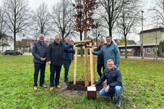Der Gewerbeverein und die Stadt Neustadt haben gemeinsam diesen neuen Baum im Stadtpark angepflanzt: Uwe Muchow (Chronist vom Gewerbeverein), Bürgermeister Mirko Spieckermann, Kassenwart Timo Schöning, Schriftwart Jürgen Mohr, 2. Vorsitzender Dirk Heckmann und 1. Vorsitzender Sven Muchow (v. lks.).