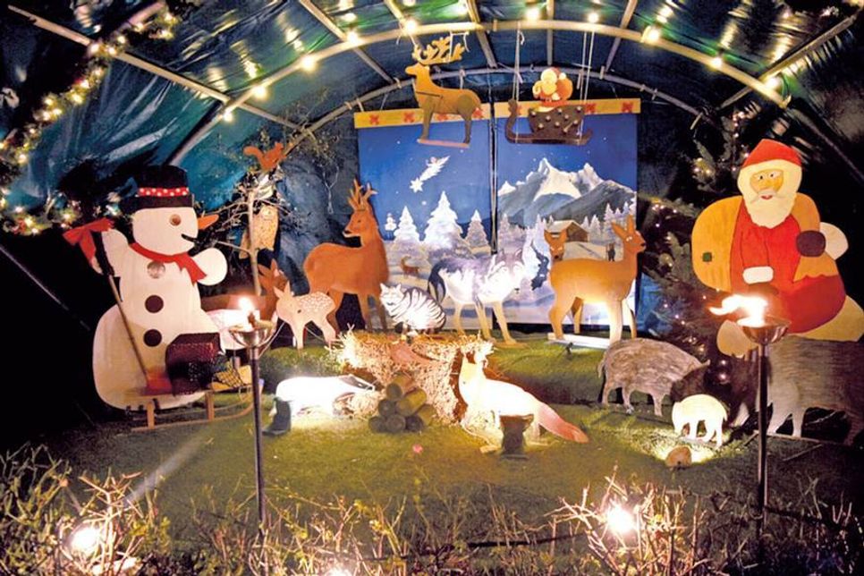 Alljährlich ein echter Hingucker: die Weihnachtsbühne im Ortskern von Sereetz.