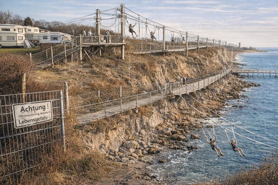 So oder so ähnlich könnte die Attraktion „Tarzan & Jane“ am Uferwanderweg aussehen.(Foto: KI)
