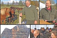 Oben links: Gerd Schumacher hat sich von Anfang an für die Flurbereinigung der Malenter Au engagiert. - O.r.: Frank Osterkamp bedankt sich bei allen Beteiligten für den erfolgreichen Abschluss des Projekts. - U.l.: Der Findling soll daran erinnern, wie Bauern ihre Umwelt gestaltet haben. - Ex-Bürgermeister Michael Koch als langjähriger Begleiter des Projekts und Bürgermeisterin Tanja Rönck waren auf der Feier gern gesehene Gäste.