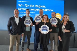 Co-Vorstandssprecher Lars Nissen, Jonas Kunde, Martin Evers, Ann-Kathrin Lundt, Lorenz Otte und Anna Wiatrok, Leiterin Marketing/Kommunikation (v. lks.).