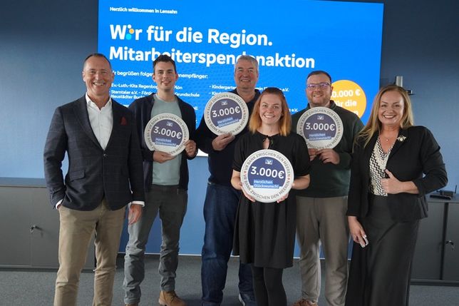 Co-Vorstandssprecher Lars Nissen, Jonas Kunde, Martin Evers, Ann-Kathrin Lundt, Lorenz Otte und Anna Wiatrok, Leiterin Marketing/Kommunikation (v. lks.).