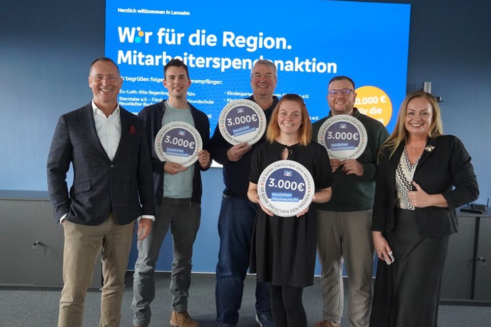 Co-Vorstandssprecher Lars Nissen, Jonas Kunde, Martin Evers, Ann-Kathrin Lundt, Lorenz Otte und Anna Wiatrok, Leiterin Marketing/Kommunikation (v. lks.).