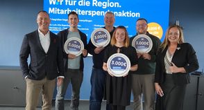 Co-Vorstandssprecher Lars Nissen, Jonas Kunde, Martin Evers, Ann-Kathrin Lundt, Lorenz Otte und Anna Wiatrok, Leiterin Marketing/Kommunikation (v. lks.).