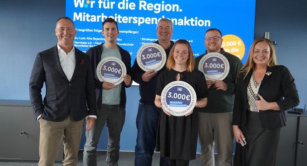 Co-Vorstandssprecher Lars Nissen, Jonas Kunde, Martin Evers, Ann-Kathrin Lundt, Lorenz Otte und Anna Wiatrok, Leiterin Marketing/Kommunikation (v. lks.).