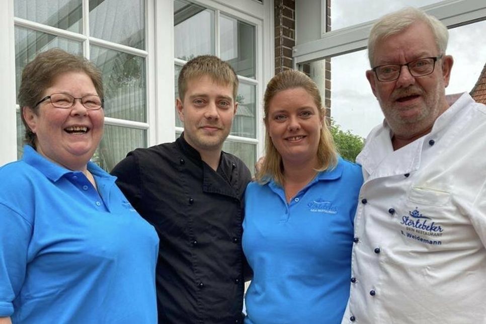 Eine starke Familie: Simone, Robert, Sabrina und Bernd Weidemann (v. lks.) sind die „Macher“ vom Restaurant Störtebeker. Der Betrieb bleibt in Familienhand.