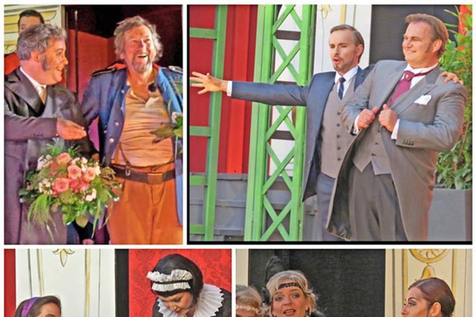 Szenen einer flotten „Fledermaus“-Inszenierung.