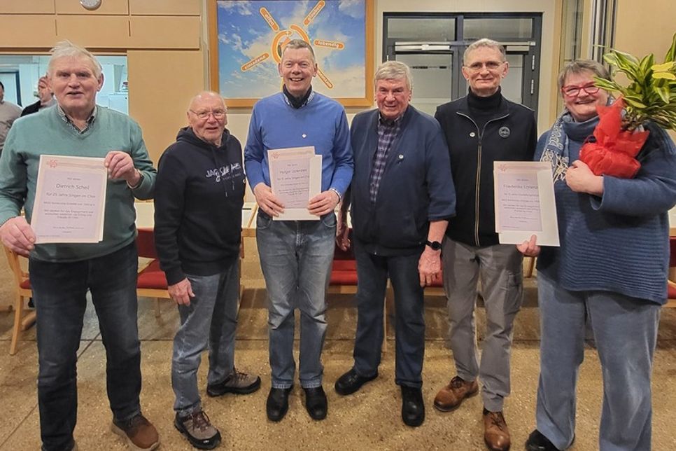 Dietrich Scheil, Klaus Lüdtke, Holger Lorenzen, Heiner Peters, Uwe Boldt und Friederike Lorenzen (v. lks.).