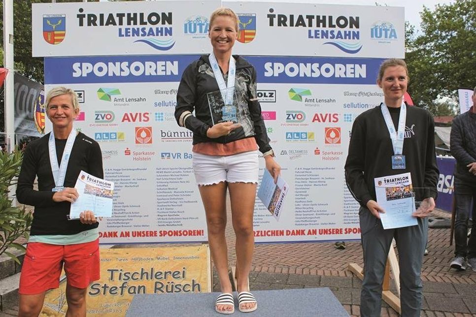 Podium der Triple-Frauen: Marie Veslestaul, Eva Hürlimann, Rita Gotleuber