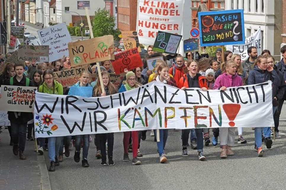 Fürs Klima durch Eutin: Der Demonstrationszug in der Elisabethstraße.
