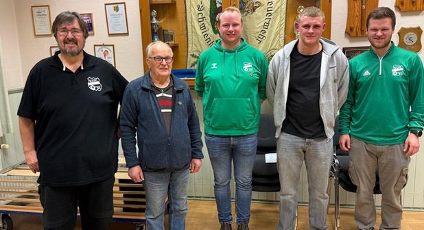 Axel Rohde, Willi Prüss, Kjell Krippe, Max Möding und Pascal Prüss (v. lks.).