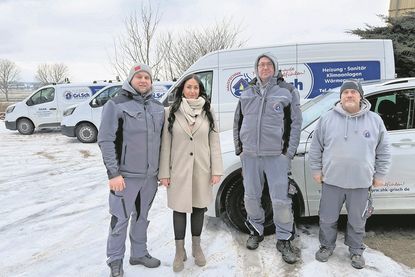 Soll weiter wachsen: Das Team der Gri.Sch Heizung und Sanitär GmbH mit Grigorij und Jaqueline Schmidt mit Ralph Zinkel und Frank Wesselkowski (v. lks.).