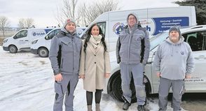 Soll weiter wachsen: Das Team der Gri.Sch Heizung und Sanitär GmbH mit Grigorij und Jaqueline Schmidt mit Ralph Zinkel und Frank Wesselkowski (v. lks.).