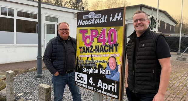 DJ Stephan Nanz (lks.) und Gordan Lockowandt freuen sich auf den 4. April im Schützenhof in Neustadt.