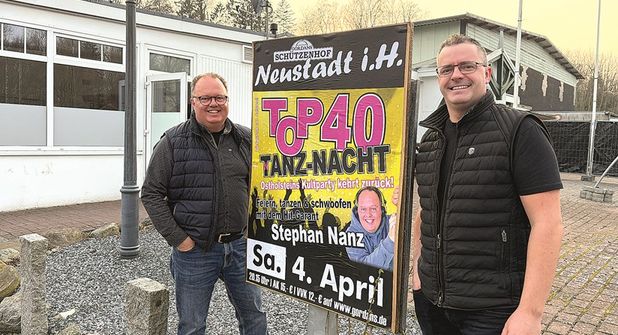 DJ Stephan Nanz (lks.) und Gordan Lockowandt freuen sich auf den 4. April im Schützenhof in Neustadt.