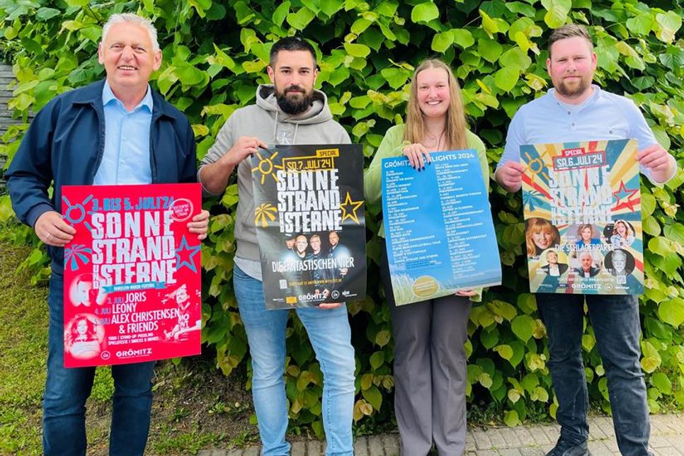 Manfred Wohnrade, René Heinrich, Lina Junge und Marc Bordt (v. lks.) freuen sich auf die Zusammenarbeit und die Nachhaltigkeitsprojekte.