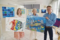 Lena Schwarz-Priegnitz, Projektverantwortliche für den Kunstwettbewerb 2021 (links), Kinderherz-Vorsitzende Barbara Bergmann und Tourismuschef Joachim Nitz freuen sich auf viele Gebote und einen stattlichen Erlös der Auktion zu Gunsten von Kinderherz e.V.