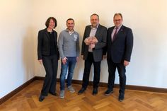 Bauamtsleiterin Antje Weise, B.Eng. Jens Rietschel, Rüdiger Slawski, Bürgermeister Mirko Spieckermann (v. lks.).