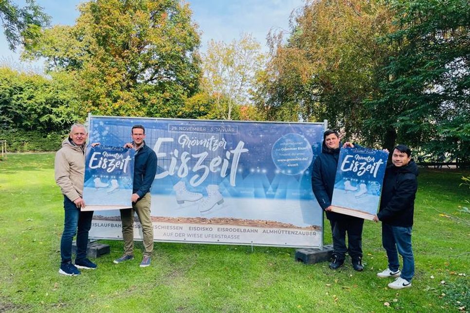Manfred Wohnrade, Jan Femerling, Vadim König und Thuan Nguyen machen sich startklar für die Grömitzer Eiszeit.