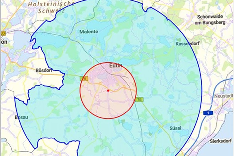 Schutz- und Überwachungszone Geflügelpest Eutin.