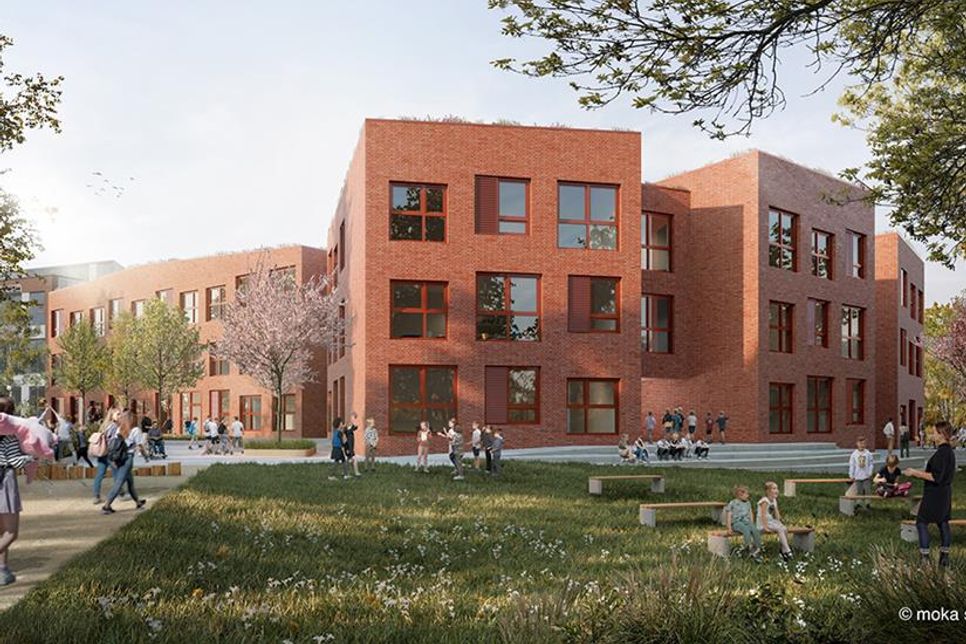 So wird die neubenannte Emmi-Bonhoeffer-Schule in Pönitz nach dem Umbau mit neuem Trakt D aussehen.