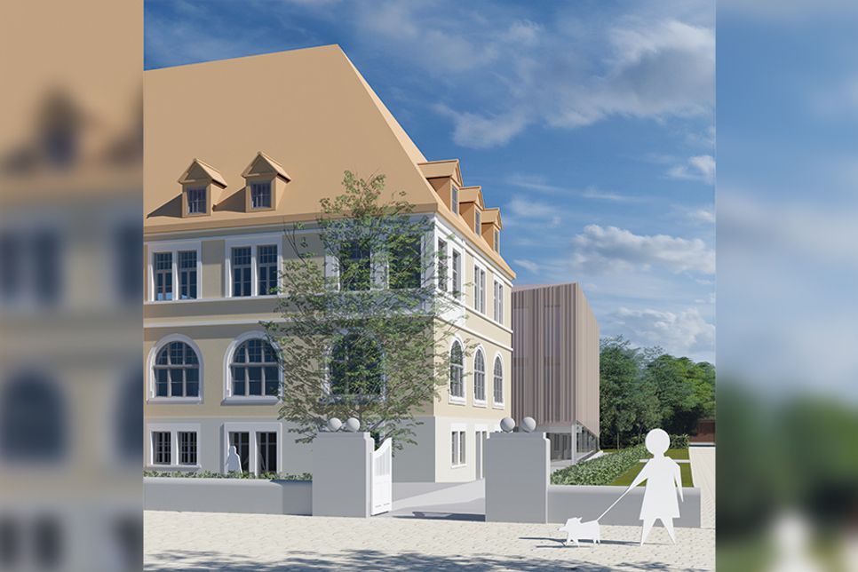 Visualisierung des alten Amtsgerichts mit möglichem Anbau.