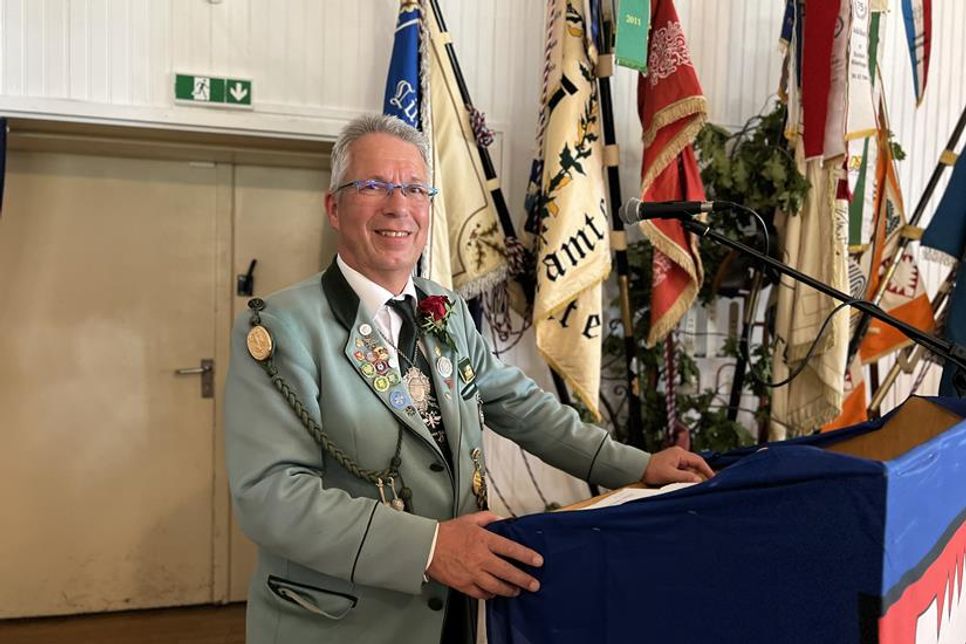 1. Öllst Dr. Ralf Stolley begrüßt auch in diesem Jahr die Kameraden zum Gildefrühstück.