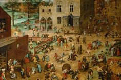 Auf dem Gemälde „Die Kinderspiele“ aus dem Jahr 1560 stellt der flämischen Maler Pieter Bruegel der Ältere 230 Kinder beim Spiel in 91 Varianten dar.