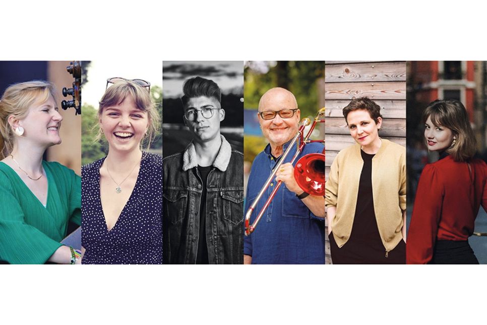 Mit Lisa Wulff (v.li., Bass), Ella Burkhardt (Gesang), Kjell Kitzing (Gitarre), Nils Landgren (Posaune, Gesang), Eva Klesse (Schlagzeug) und Fabia Mantwill (Saxophon) wird ein herausragendes Ensemble auf der Bühne stehen, das in dieser Besetzung auch wenige Tage später bei einem der JazzBaltica-Familienkonzerte zu hören ist.