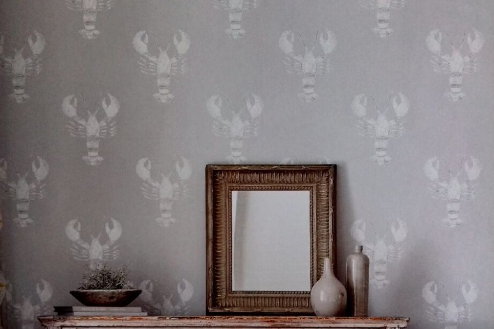 Tapete mit Hummer - Vorschlag grau/weiss