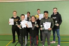 Marcel Delfskamp, Sandra Mootz, Clemens Achtenberg, Rico Schendel (hinten v. lks.), Aaron Mootz, Amelie Mootz und Mansour Rahimi (vorn v. lks.).