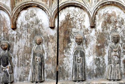 Fast wie kleine Weihnachtsengel wirken sie und sind ganz versteckt: Diese Kinder und jungen Novizinnen auf einer ursprünglich bemalten gotischen Stuhlwange grüßen aus einer Zeit, als Schleswig-Holstein noch katholisch war – sie werden auch den Besuchern der Adventsandachten am 13. und 20. Dezember Gesellschaft leisten. Wer die abgebildeten Mädchen sucht, findet sie am Ostende des nördlichen Gestühls der Klosterkirche.