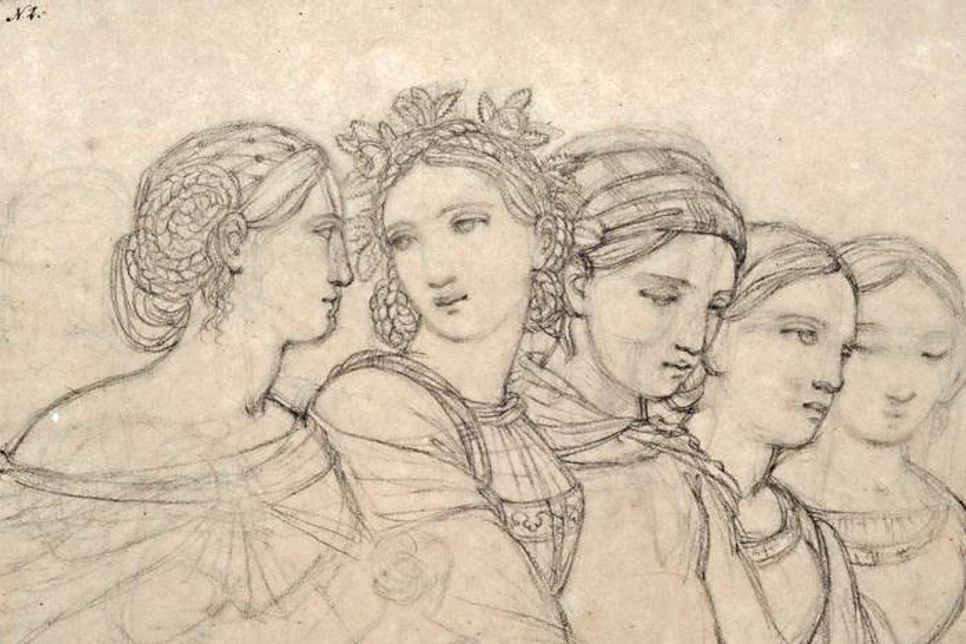 Friedrich Overbeck, Fünf Frauenköpfe, 1808.